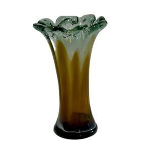 Vintage Italian Murano Art Glass Swung Vase Butterscotch or Amber Color